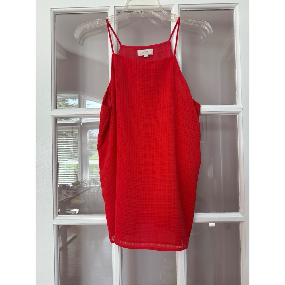 LOFT Red Sheer Tank Top